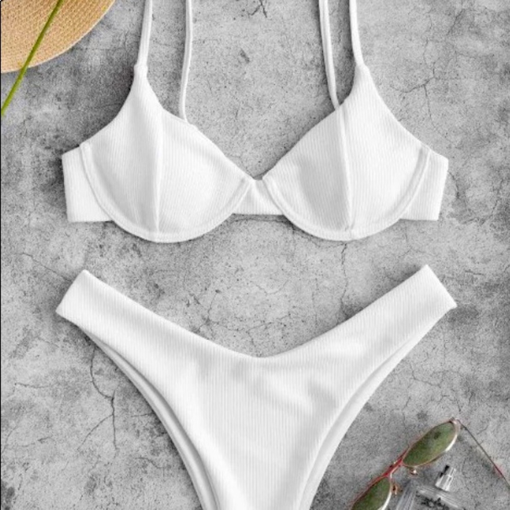 NWT White Ribbed Bikini